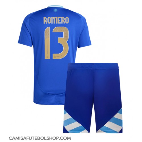 Camisa de time de futebol Argentina Cristian Romero #13 Replicas 2º Equipamento Infantil Copa America 2024 Manga Curta (+ Calças curtas)